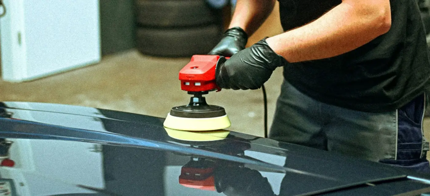 Running a polisher over a finished panel