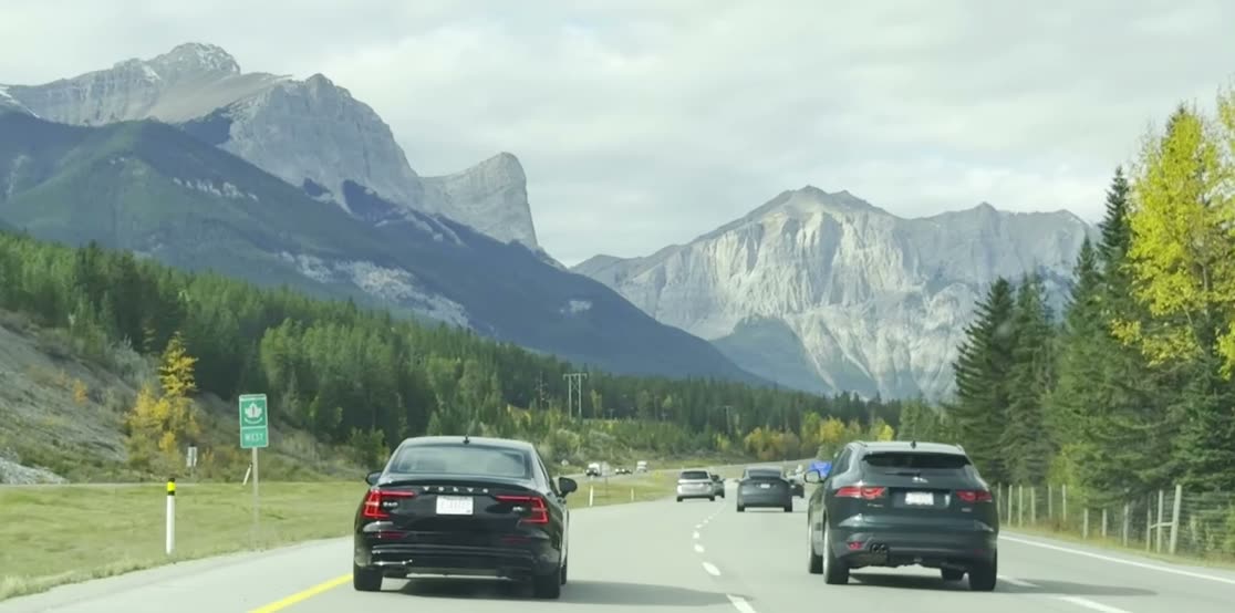 Driving west through the Rockies on a clear fall afternoon